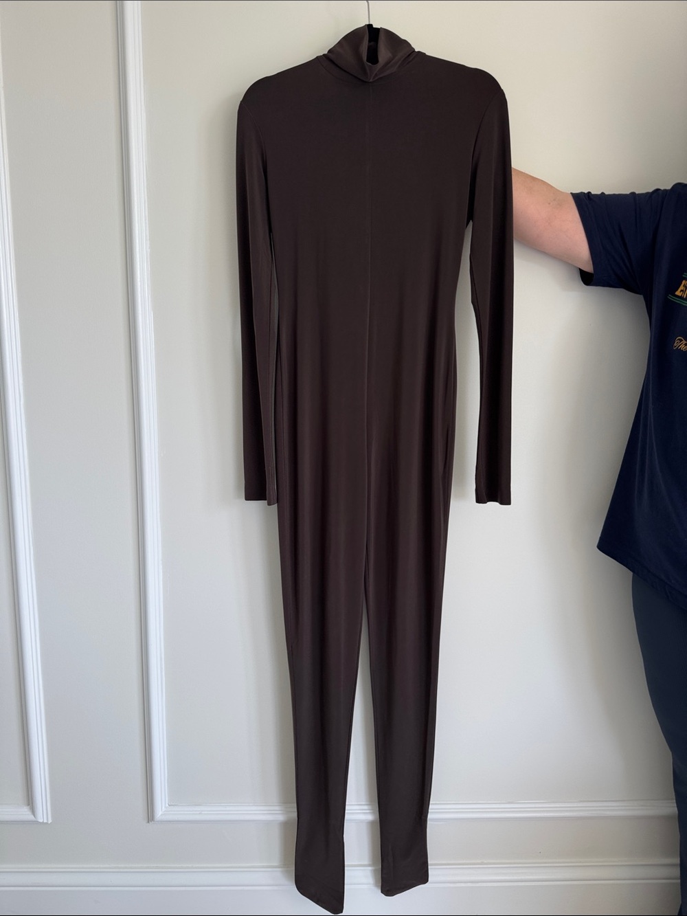 Norma Kamali Long-Sleeve High-Neck Jumpsuit - Deep Brown
